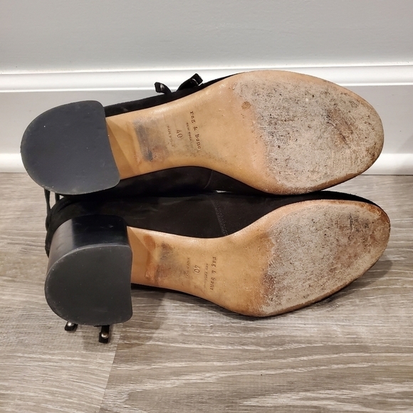 Rag & Bone Dalia II Black Suede Boots Stud Tipped Straps - Picture 6 of 7